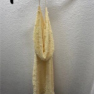 Guenivere Beaded Cowl Halter Mini Dress- Windsor